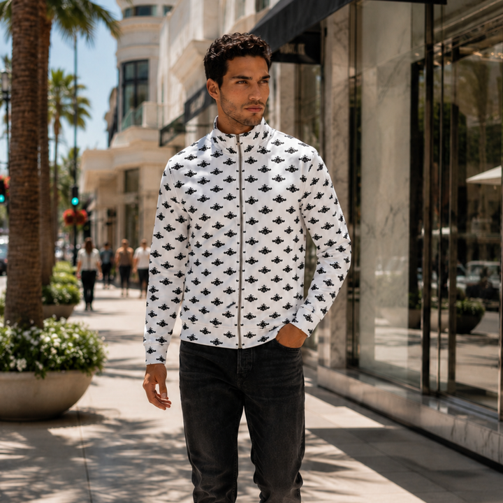Recycled Track Jacket With Deep Black Crest (Men’s)