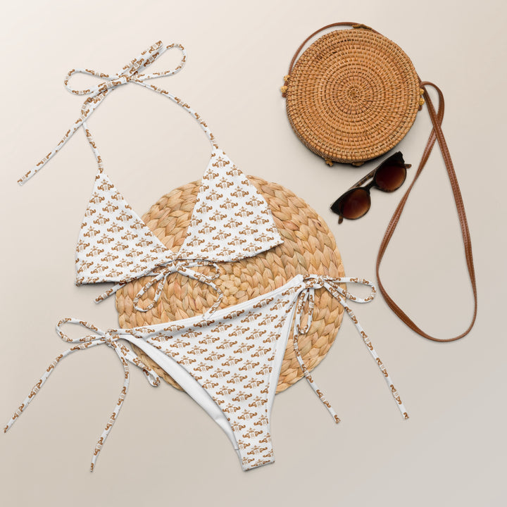 Recycled Soft String Bikini Set With Gold Crest And UPF 50+