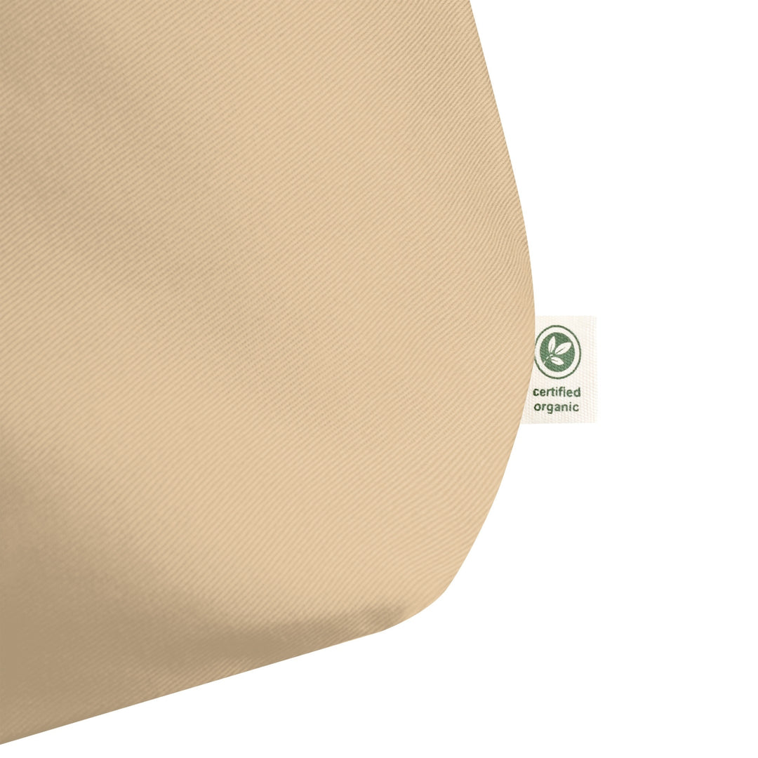 Organic Cotton Tote Bag | Embroidered Gold Crest with Red Center (Large)