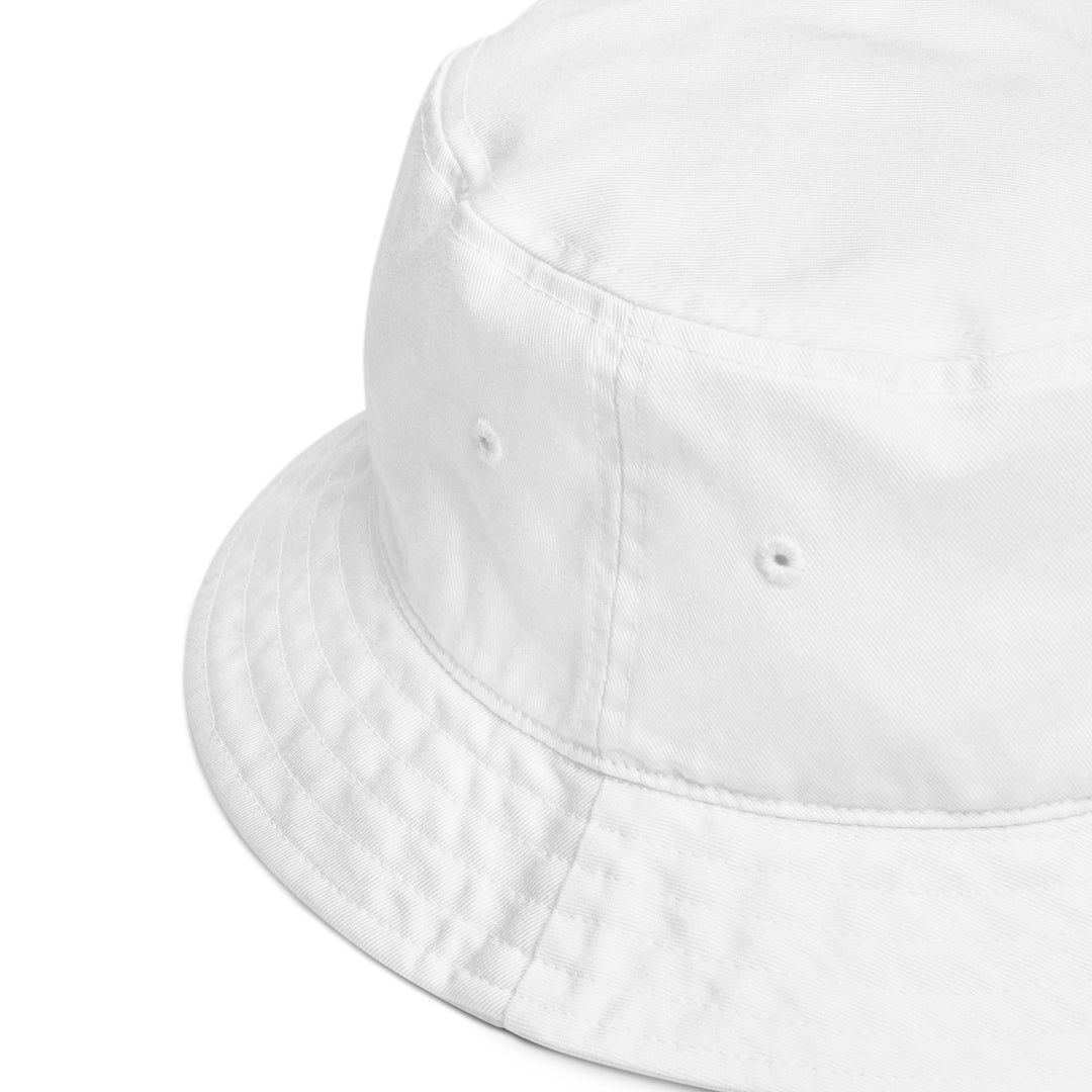 Organic Cotton Bucket Hat | Embroidered Gold Crest With Red Center