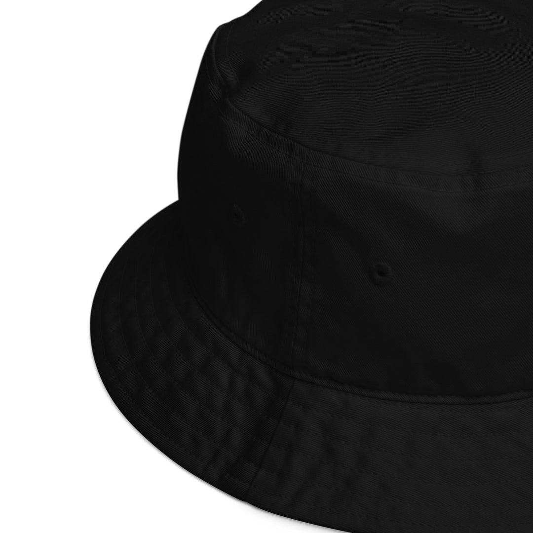 Organic Cotton Bucket Hat | Embroidered Gold Crest With Red Center