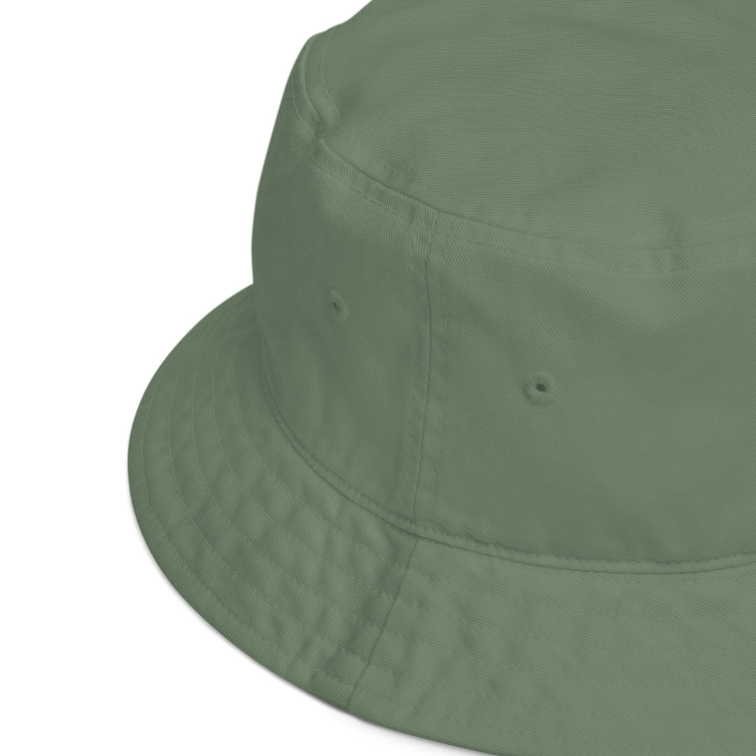 Organic Cotton Bucket Hat | Embroidered Gold Crest With Red Center