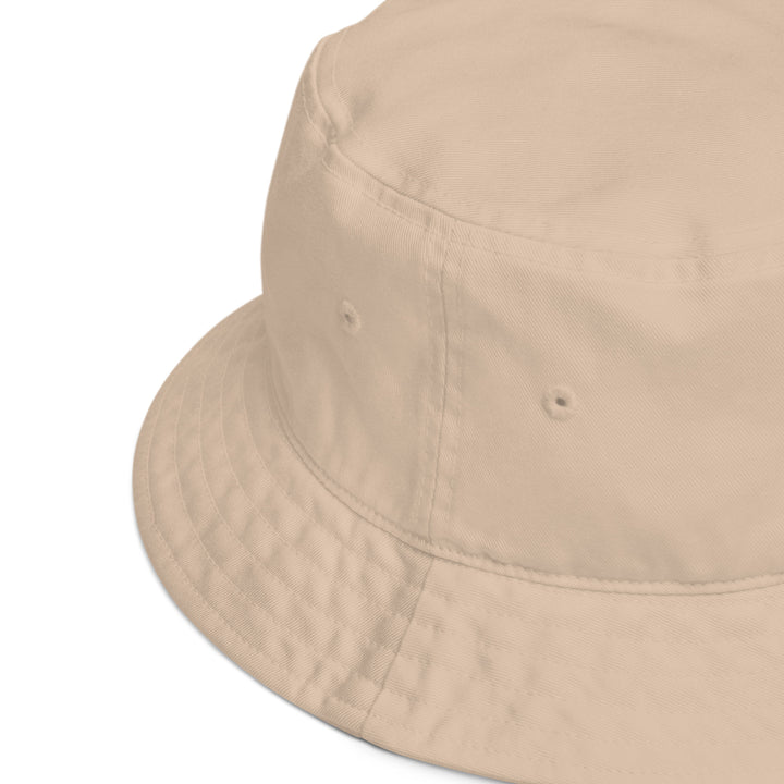Organic Cotton Bucket Hat | Embroidered Black Crest With Gold Center