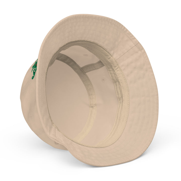 Organic Cotton Bucket Hat | Embroidered Kelly-Green Crest With Red Center