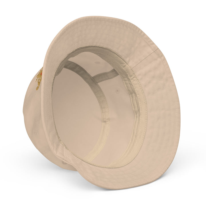 Organic Cotton Bucket Hat | Embroidered Gold Crest With Red Center