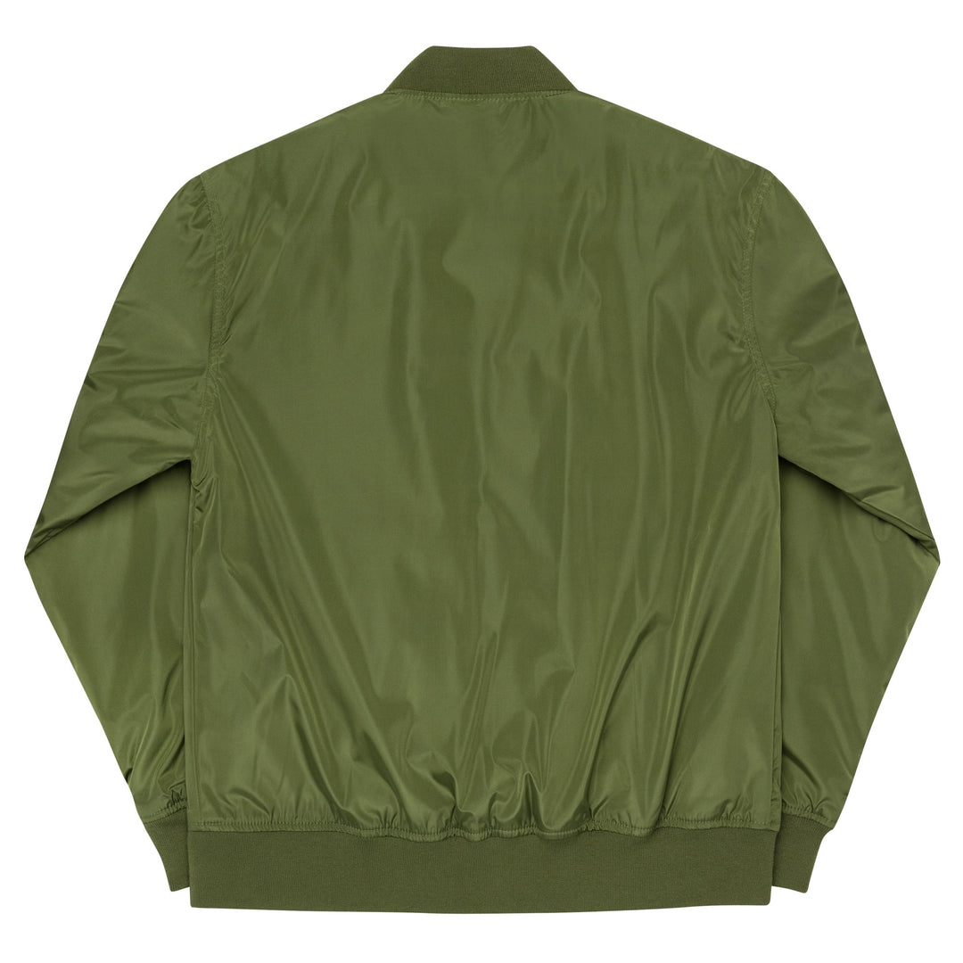 Green bomber jacket on a white background