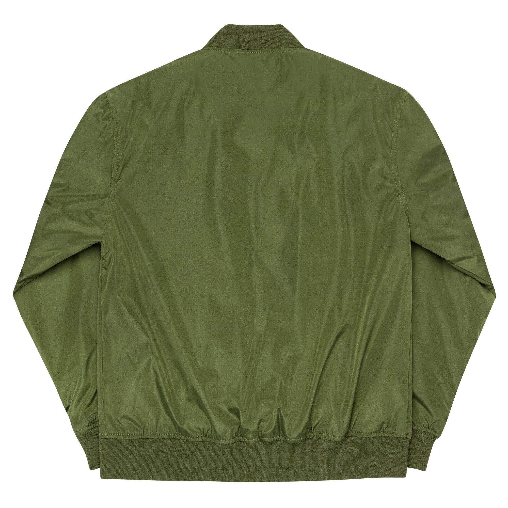 Green bomber jacket on a white background