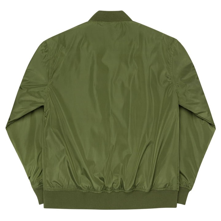 Green bomber jacket on a white background