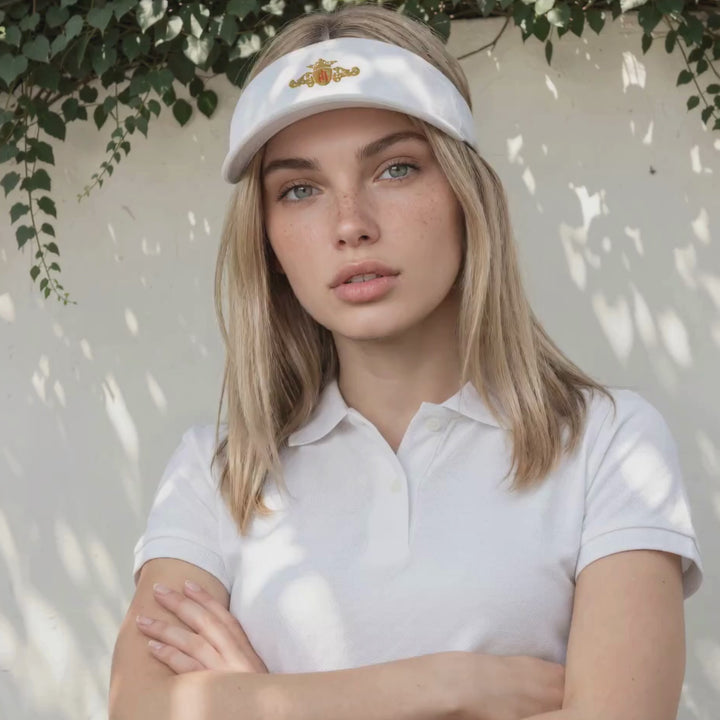 Performance Visor | Embroidered Gold Crest with Red Center
