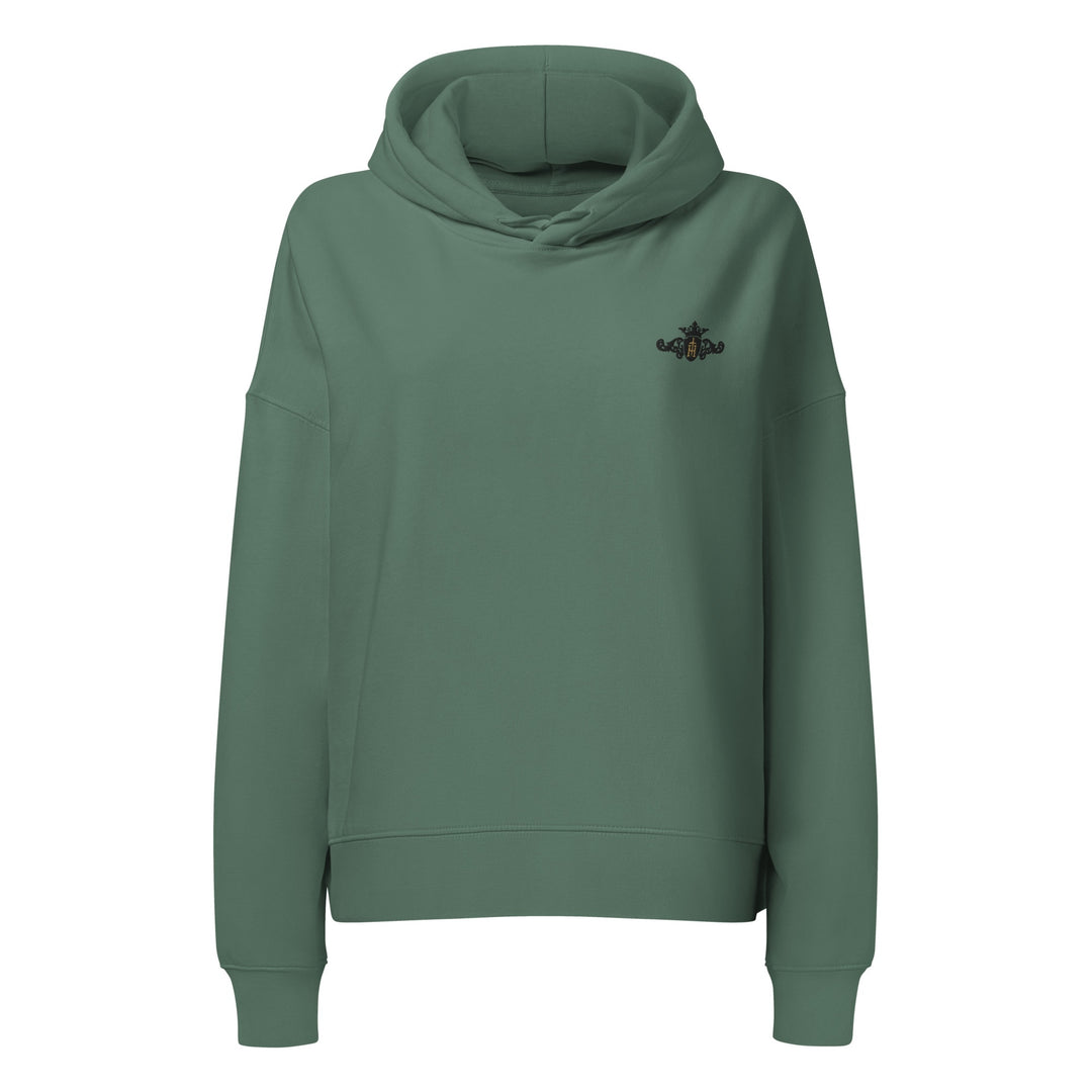 Organic Recycled Mid-Weight Hoodie | Embroidered Black Crest With Gold Center